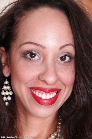 She is completely naked on the stairs located