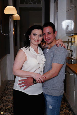 Mature hairy pussy pics with boy fucking brunette in bedroom